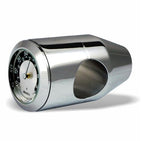 Marlin's Chrome Motorcycle Thermometer Bullet Billet Style Handlebar Mount with Black and Silver Horseshoe (Fahrenheit Scale) Face