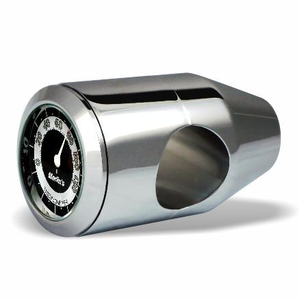 Marlin's Chrome Motorcycle Thermometer Bullet Billet Style Handlebar Mount with RETRO Black and White (Fahrenheit Scale) Face