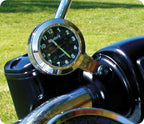 Marlin's Chrome or Black Motorcycle Perch Clamp - Brake/Clutch - Windshield Mount with Clock or Thermometer