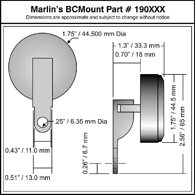 Marlin's Motorcycle Clock Limited Edition JUMBO Perch Clamp - Brake/Clutch - Windshield Mount with Traditional Black Clock Face