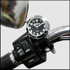 Marlin's Black Motorcycle Clock CHAMP Mount (Control Housing with Adjustable Mounting Position) with Black and Silver Horseshoe Clock Face