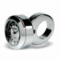 Marlin's Chrome Motorcycle Clock Classic Adjustable Ring Style Handlebar Mount with Black and Silver Horseshoe Face