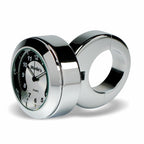 Marlin's Chrome Motorcycle Clock Classic Adjustable Ring Style Handlebar Mount with Black and Silver Horseshoe Face