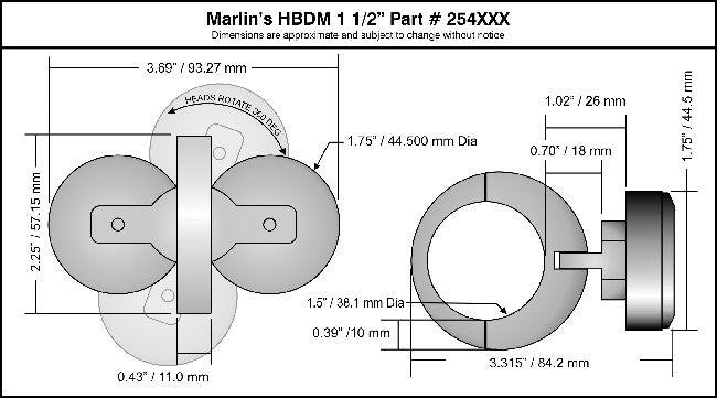 Marlin's Chrome Motorcycle Clock and Thermometer Classic Adjustable Ring Style Handlebar Dual Mount with with CLASSIC Black and Silver Faces