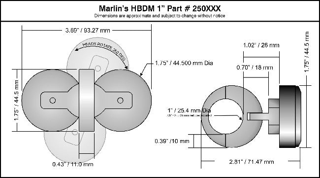 Marlin's Chrome Motorcycle Clock and Thermometer Classic Adjustable Ring Style Handlebar Dual Mount with with CLASSIC Black and Silver Faces
