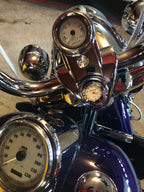 Marlin's Chrome or Black Swivel Fork Lock Key Cover for Harley Davidson Road King FLHR Motorcycle with Clock or Thermometer