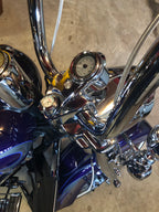 Marlin's Chrome or Black Swivel Fork Lock Key Cover for Harley Davidson Road King FLHR Motorcycle with Clock or Thermometer