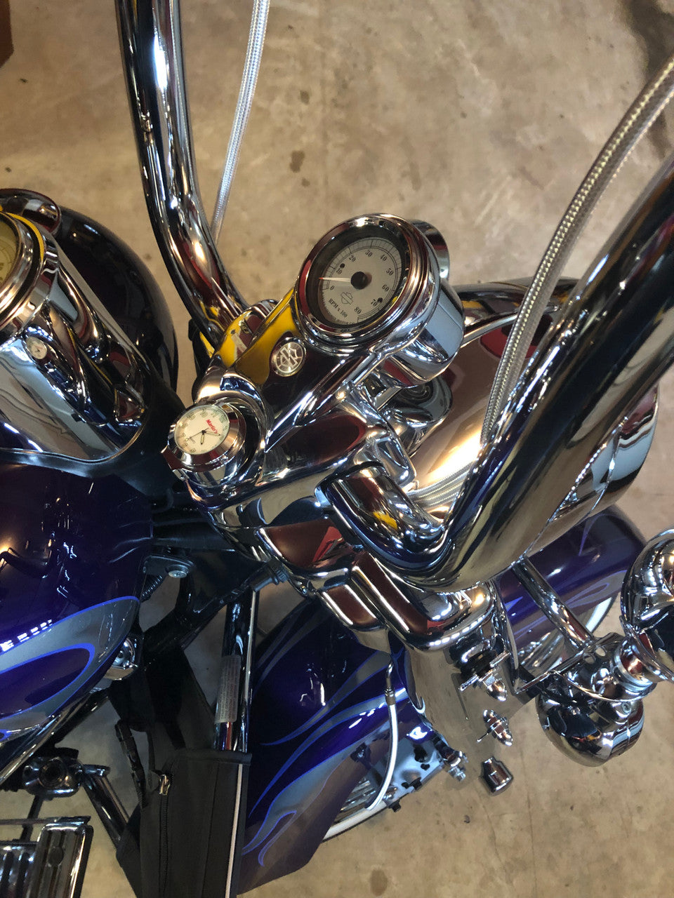 Marlin's Chrome or Black Swivel Fork Lock Key Cover for Harley Davidson Road King FLHR Motorcycle with Clock or Thermometer
