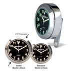 Marlin's Motorcycle Clock Limited Edition JUMBO Perch Clamp - Brake/Clutch - Windshield Mount with Traditional Black Clock Face