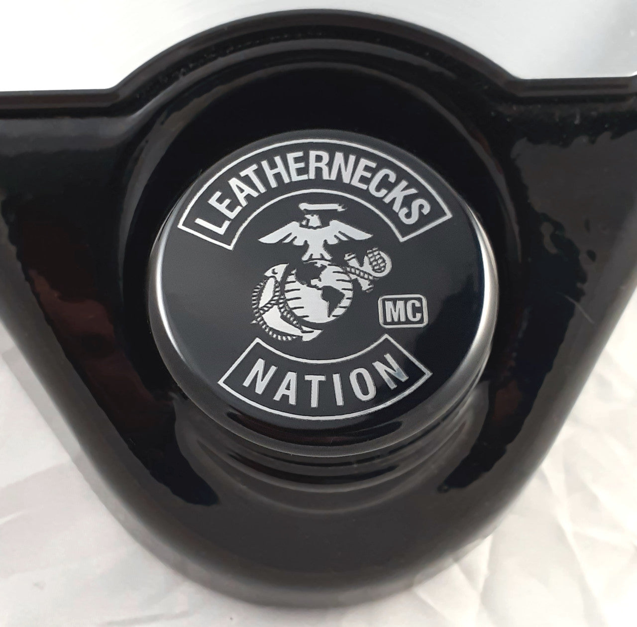 Marlin's Swivel Fork Lock Key Cover with "Leathernecks Nation"  Laser Engraving for Harley Davidson Road King FLHR Motorcycle