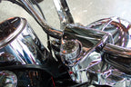 Marlin's Chrome or Black Flip Fork Lock Key Cover for Harley Davidson Road King Motorcycle with Clock or Thermometer