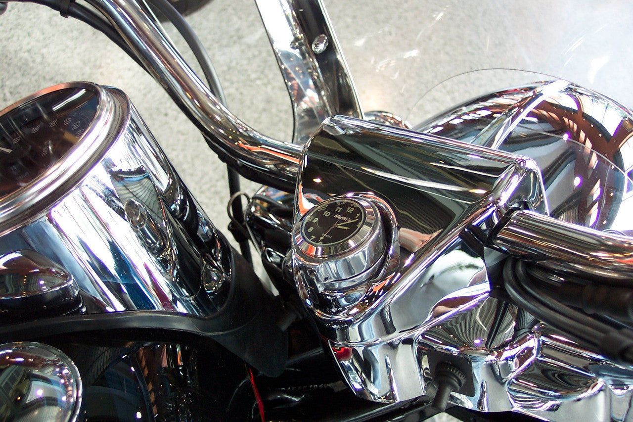 Marlin's Chrome or Black Flip Fork Lock Key Cover for Harley Davidson Road King Motorcycle with Clock or Thermometer