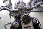 Marlin's Gloss Black Motorcycle Clock for Harley Davidson Road King Flip Fork Lock Key Cover with CLASSIC Black and Silver Face