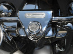 Marlin's Chrome or Black Flip Fork Lock Key Cover for Harley Davidson Road King Motorcycle with Clock or Thermometer