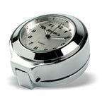 Marlin's Chrome Motorcycle Clock for Harley Davidson Road King Flip Fork Lock Key Cover with Brushed Aluminum Face