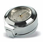 Marlin's Chrome Motorcycle Thermometer for Harley Davidson Road King Flip Fork Lock Key Cover with Brushed Aluminum (Fahrenheit Scale) Face
