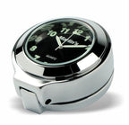 Marlin's Chrome Motorcycle Clock for Harley Davidson Road King Flip Fork Lock Key Cover with Traditional Black Face