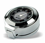 Marlin's Chrome Motorcycle Thermometer for Harley Davidson Road King Flip Fork Lock Key Cover with CLASSIC Black and Silver (Fahrenheit Scale) Face