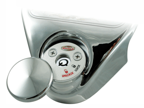 Marlin's Chrome Swivel Fork Lock Key Cover for Harley Davidson Road King FLHR Motorcycle