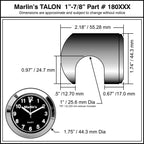Marlin's Chrome or Black Talon Motorcycle Handlebar Mount  with Clock or Thermometer