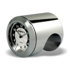Marlin's Chrome Motorcycle Clock Talon Motorcycle Handlebar Mount with Black and Silver Horseshoe Face