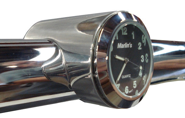 Marlin's Chrome Motorcycle Thermometer Talon Motorcycle Handlebar Mount with Radiant White (Fahrenheit /Small Celsius Scale) Face