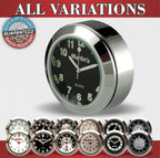 Marlin's Chrome or Black TOCS Multi-Purpose Tape / Screw On Motorcycle Clock or Thermometer For Road King FLHR Tank Panel, Flat Surface Mount, Snowmobile, Jetski, Car Dash, RV and More