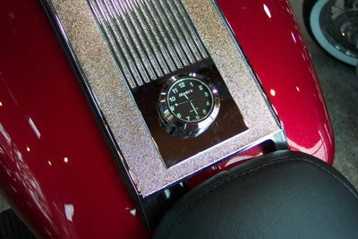 Marlin's Black Motorcycle Clock TOCS Multi-Purpose Tape / Screw On with Traditional Black Clock - Fits Road King Tank and Flat Panel & More