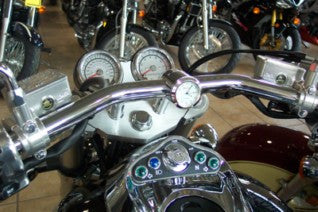 Marlin's Chrome Motorcycle Thermometer Bullet Billet Style Handlebar Mount with Brushed Aluminum (Fahrenheit Scale) Face